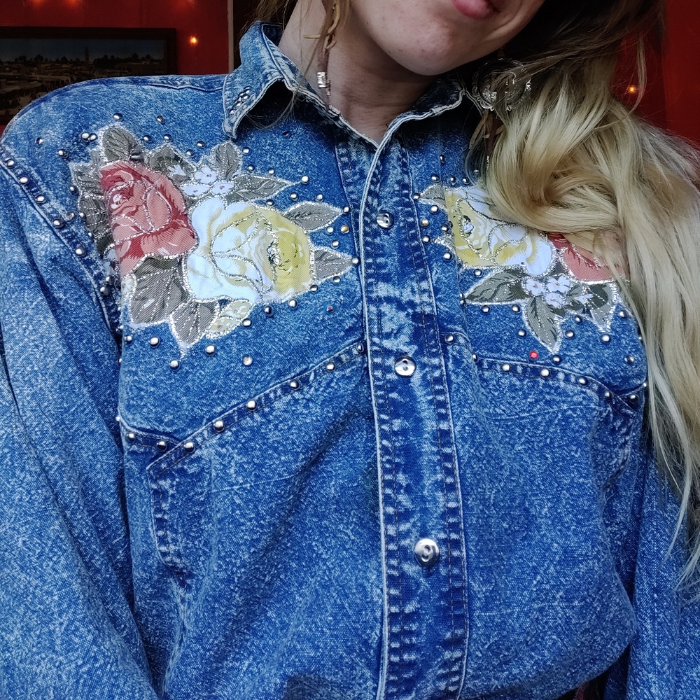 Acid Wash Cowgirl Blouse